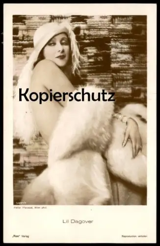 ALTE POSTKARTE LIL DAGOVER MIT PELZ & HUT FEDERBOA FILM-SCHAUSPIELERIN ROSS VERLAG ATELIER MANASSÉ WIEN Kino AK postcard