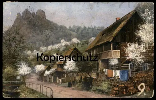 ALTE POSTKARTE SPERLINGSTEIN VON BABUTIN FRÜHLING IM BÖHMISCHEN MITTELGEBIRGE Babetin Techlovice Nenke & Ostermaier AK