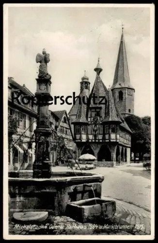 ALTE POSTKARTE MICHELSTADT IM ODENWALD RATHAUS 1884 MARKTBRUNNEN 1575 fontaine fontain Ansichtskarte postcard cpa AK