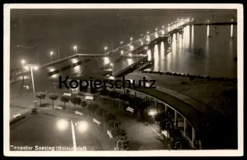 ALTE POSTKARTE ZOPPOT SOPOT BELEUCHTET ZOPPOTER SEESTEG 1937 Pommern poland polska AK Ansichtskarte cpa postcard