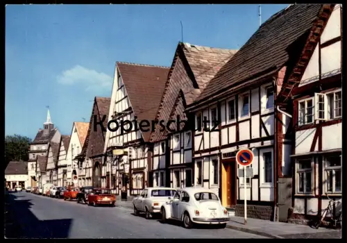 ÄLTERE POSTKARTE HOLZMINDEN WESER HINTERE STRASSE OPEL VW KÄFER BMW Auto Autos car cars cpa postcard AK Ansichtskarte