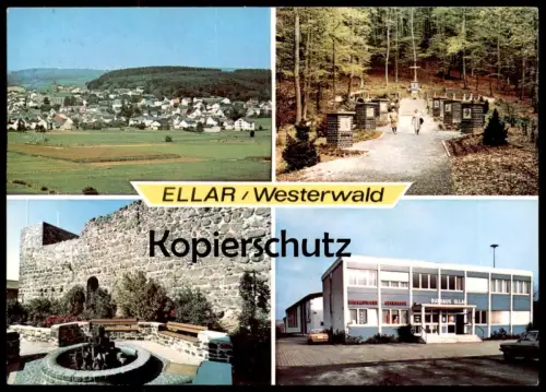 ÄLTERE POSTKARTE ELLAR WESTERWALD WALDBRUNN NASSAUISCHE SPARKASSE RATHAUS BURGRUINE ELLAR Ansichtskarte cpa AK postcard