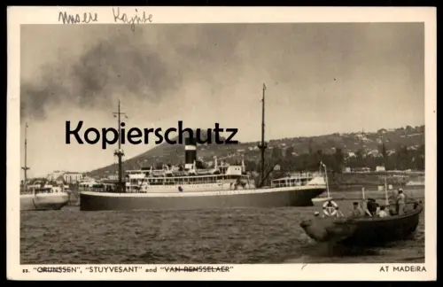 ALTE POSTKARTE KONINKLIJKE NEDERLANDSCHE STOOMBOOT MAATSCHAPPIJ GRIJNSSEN STUYVESANT VAN RENSSELAER AT MADEIRA postcard