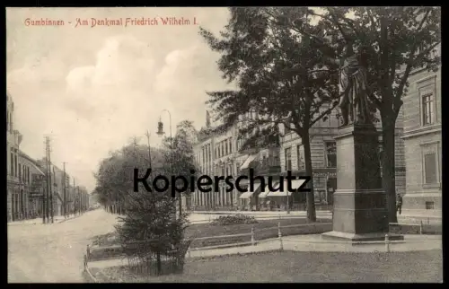 ALTE POSTKARTE GUMBINNEN AM DENKMAL FRIEDRICH WILHELM I. GUSSEW GOESEV RUSSIA Russland cpa postcard AK Ansichtskarte