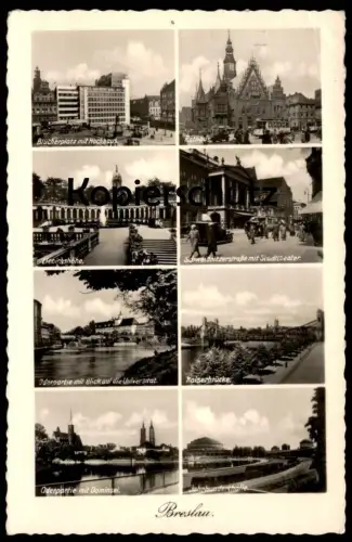 ALTE POSTKARTE BRESLAU BLÜCHERPLATZ MIT HOCHHAUS SCHWEIDNITZERSTRASSE MIT STADTTHEATER Wroclaw Ansichtskarte AK postcard