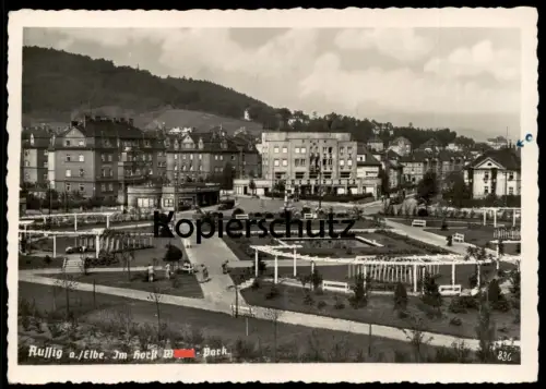 ALTE POSTKARTE AUSSIG AN DER ELBE IM HORST-WESxxL-PARK BEFLAGGUNG 1940 USTI NAD LABEM BÖHMEN cpa postcard AK
