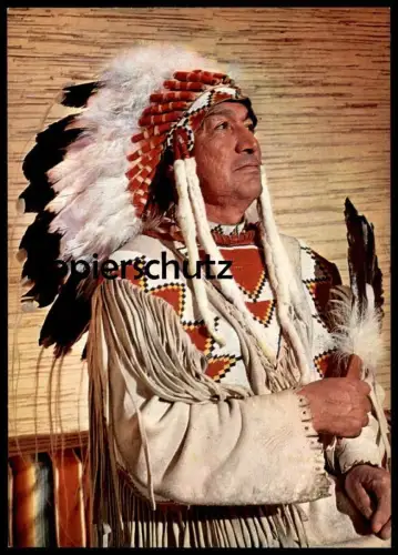 ÄLTERE POSTKARTE CREE INDIANER HÄUPTLING BÄREN-KIND Indian native Indians Indien cpa AK postcard Ansichtskarte