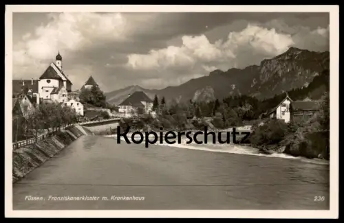 ALTE POSTKARTE FÜSSEN FRANZISKANERKLOSTER MIT KRANKENHAUS PANORAMA 1936 Hospital Ansichtskarte Bayern AK cpa postcard