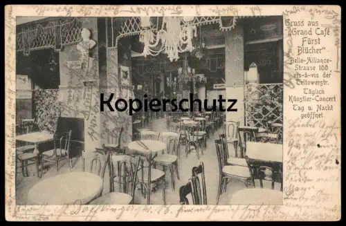 ALTE POSTKARTE BERLIN GRUSS AUS GRAND CAFÉ FÜRST BLÜCHER Reif Bräu postcard Ansichtskarte AK cpa