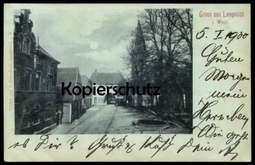 ALTE POSTKARTE LENGERICH IN WESTFALEN MONDSCHEINKARTE 1900 MOND RÖMER RATHAUSPLATZ Ansichtskarte AK postcard cpa