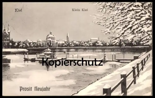 ALTE POSTKARTE KIEL KLEIN KIEL 1908 PROSIT NEUJAHR Winter Schnee snow postcard Ansichtskarte cpa AK
