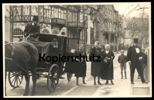 ALTE FOTO POSTKARTE BAD PYRMONT KUTSCHE HOTEL ZUR POST TRAUER FEIER ANZUG SCHWARZE KLEIDUNG Ansichtskarte postcard cpa