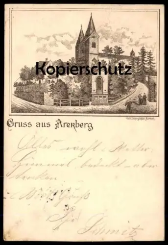 ALTE LITHO POSTKARTE GRUSS AUS ARENBERG 1900 KOBLENZ Vorläufer ? Gebr. Schlegtendal Barmen Ansichtskarte AK postcard cpa