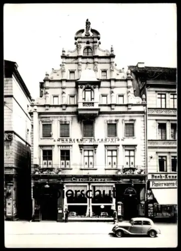 ÄLTERE POSTKARTE MAGDEBURG CAFÉ PETERS KUNST FOTOGRAFIE J. MARTIN PAPIERWAREN BUCH AUTO Ansichtskarte AK cpa postcard