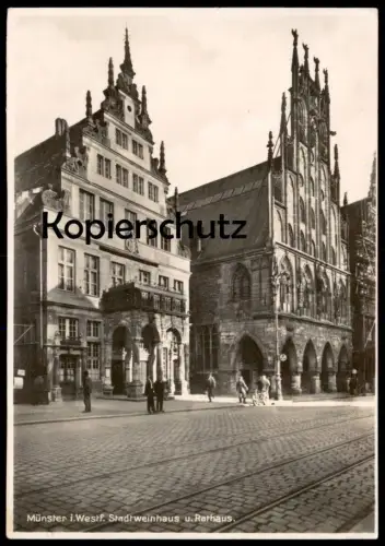 ALTE POSTKARTE MÜNSTER IN WESTFALEN STADTWEINHAUS UND RATHAUS Motorrad motorbike 1932 Ansichtskarte cpa postcard AK