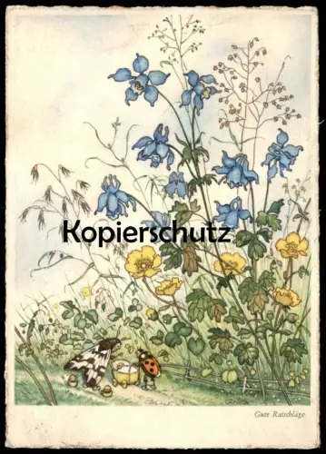 ALTE KÜNSTLER POSTKARTE INSEKTEN VERMENSCHLICHT MARIENKÄFER KÄFER GUTE RATSCHLÄGE Motte ladybird Ansichtskarte postcard