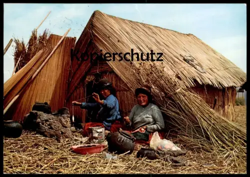ÄLTERE POSTKARTE PUNO PERU INDIAS UROS DELANTE DE SUS CHOZAS indians Indianer postcard Ansichtskarte cpa AK