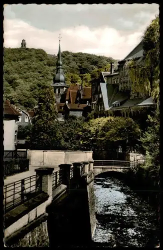 ÄLTERE POSTKARTE LANGENBERG RHEINLAND BLICK AUF EVANGELISCHE KIRCHE UND BISMARCKTURM AK Ansichtskarte postcard cpa photo