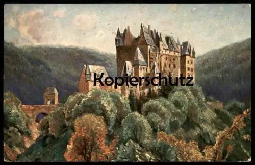 ALTE KÜNSTLER-POSTKARTE BURG ELTZ MOSEL 1912 Wierschem Maifeld Polch Schloss Castle Chateau postcard cpa Ansichtskarte