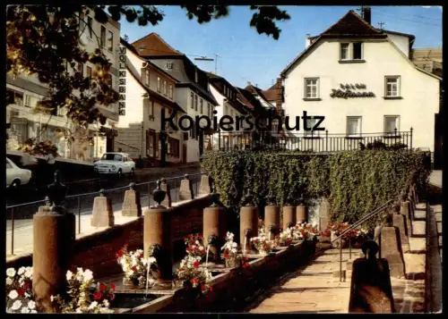 ÄLTERE POSTKARTE BEERFELDEN MÜMLING QUELLE BRUNNENGASSE VOLKSBANK FRISEUR SALON HOFMANN OPEL FIAT AK cpa postcard