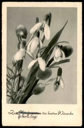 ALTE POSTKARTE ZUR KONFIRMATION DIE BESTEN WÜNSCHE SCHNEEGLÖCKCHEN snowdrop perce-neige Blume Flower Fleur postcard cpa