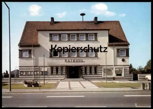 ÄLTERE POSTKARTE WIETZE LÜNEBURGER HEIDE RATHAUS SIRENE AUF DEM DACH Motorsirene Mülltonnen Ansichtskarte cpa postcard