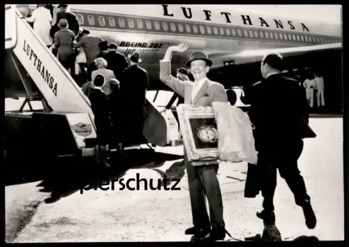 ÄLTERE POSTKARTE LUFTHANSA IN ANGENEHMER GESELLSCHAFT FRED ASTAIRE LILLI PALMER DEBBIE REYNOLDS TAB HUNTER LH postcard