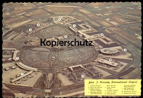 ÄLTERE POSTKARTE JOHN F. KENNEDY INTERNATIONAL AIRPORT UNITED AIRLINES FLUGHAFEN FLUGZEUG Flugzeuge Airplane Aircraft