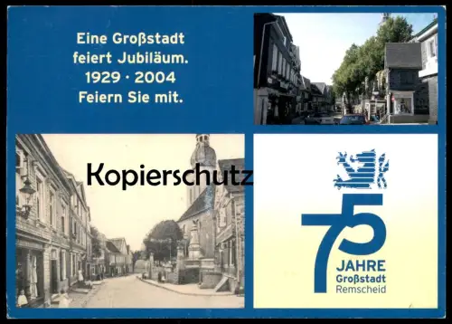 ÄLTERE POSTKARTE REMSCHEID 75 JAHRE GROSSSTADT REMSCHEID 1929 - 2004 JUBILÄUM Kuss kiss Lippenstift lipstick postcard AK
