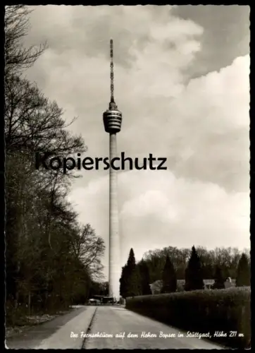ÄLTERE POSTKARTE STUTTGART DER FERNSEHTURM AUF DEM HOHEN BOPSER HÖHE 211m Turm tower tour Ansichtskarte postcard AK cpa