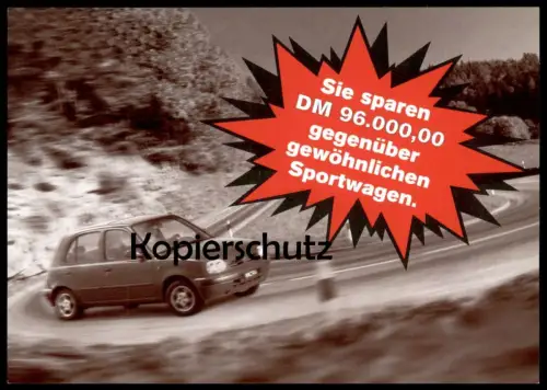 ÄLTERE POSTKARTE NISSAN MICRA SIE SPAREN DM 96.000 GEGENÜBER GEWÖHNLICHEN SPORTWAGEN Auto car Ansichtskarte cpa postcard