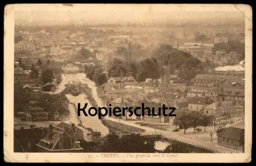 ALTE POSTKARTE TROYES VUE GÉNÉRALE VERS LE CANAL PANORAMA Gesamtansicht Kanal Ansichtskarte AK cpa postcard