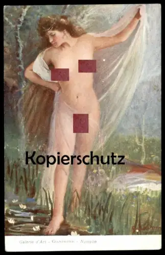 ALTE KÜNSTLER POSTKARTE CLAIRE MALIQUET IN FRONT OF THE DRESSING TABLE femme seins nus nude breast woman nudity postcard