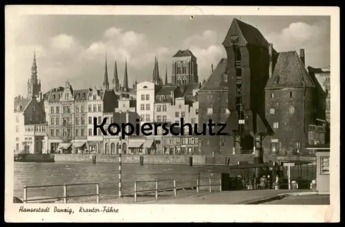 ALTE POSTKARTE DANZIG KRANTOR-FÄHRE Krantorfähre Fähre Schiff ferry Gdansk Polska Poland postcard Ansichtskarte cpa AK