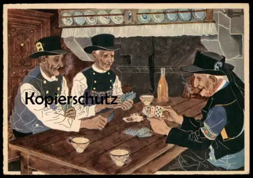 ALTE POSTKARTE JEU DE CARTES COSTUMES D'EDERN QUEMENEVEN card playing Kartenspiel cpa postcard