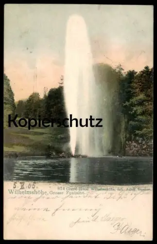 ALTE POSTKARTE KASSEL WILHELMSHÖHE GROSSE FONTAINE GRAND HOTEL INH. ADOLF STECKER Cassel an Else Pfefferkorn postcard AK