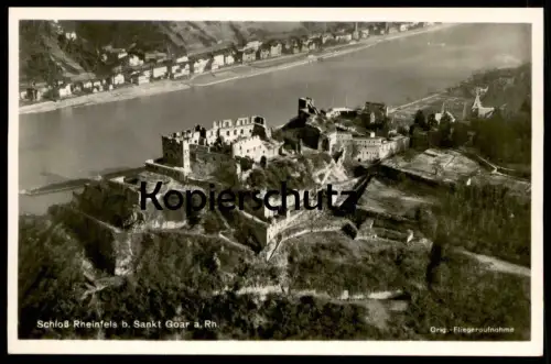 ALTE POSTKARTE ST. GOAR 1938 ORIGINAL FLIEGERAUFNAHME SCHLOSS RHEINFELS Luftbild Burg postcard Ansichtskarte AK cpa
