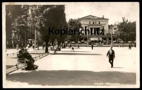 ALTE POSTKARTE POSEN WILHELMPLATZ PERSONEN AUF EINER BANK MANN SPAZIERGÄNGER Poznan Polska cpa AK Ansichtskarte postcard