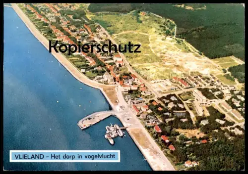 ÄLTERE POSTKARTE VLIELAND HET DORP IN VOGELVLUCHT VOGELSCHAU LUFTBILD LUFTAUFNAHME LUCHTFOTO Ansichtskarte cpa postcard