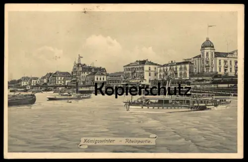 ALTE KÜNSTLER POSTKARTE KÖNIGSWINTER RHEINPARTIE HOTEL BERLINER HOF RHEIN SCHIFF SCHIFFE ship Ansichtskarte cpa postcard