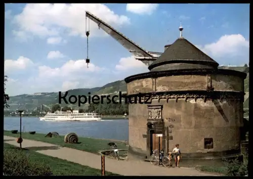 ÄLTERE POSTKARTE ANDERNACH ALTER KRAN SCHIFF RADFAHRER FAHRRAD bike grue crane Ansichtskarte AK postcard cpa