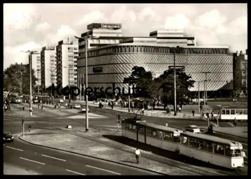 ÄLTERE POSTKARTE MESSESTADT LEIPZIG WARENHAUS KONSUMENT AM BRÜHL STRASSENBAHN LINIE 7 TRAM AK Ansichtskarte postcard cpa