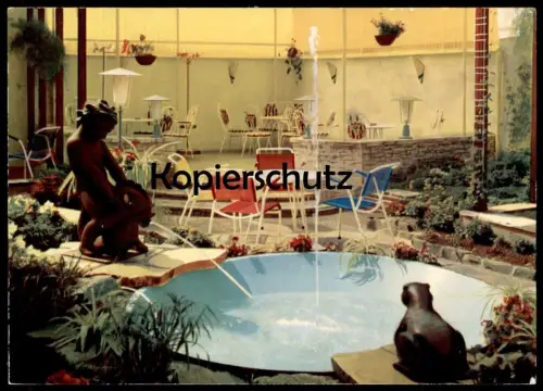 ÄLTERE POSTKARTE FRANKFURT EISCAFÉ WIPRA CAFÉ DER TIERFREUNDE FROSCH frog grenouille Ansichtskarte AK postcard cpa