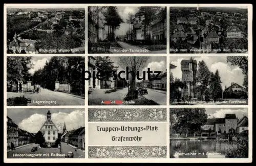 ALTE POSTKARTE TRUPPEN-UEBUNGS-PLATZ GRAFENWÖHR TRUPPENÜBUNGSPLATZ LAGEREINGANG VON DER-TANNSTRASSE WASSERTURM AK cpa
