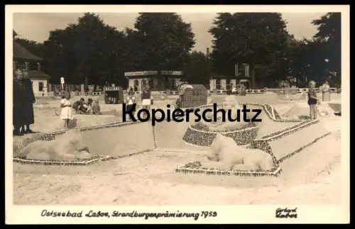 ALTE POSTKARTE OSTSEEBAD LABOE SANDBURGENPRÄMIERUNG 1953 KIEL Sandburg Sandburgen sandcastle Ansichtskarte postcard cpa