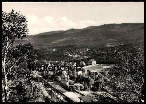 ÄLTERE POSTKARTE OBER-SCHREIBERHAU MIT BAHNHOF & BLICK ZUR SCHNEEGRUBENBAUDE RIESENGEBIRGE Szklarska Poreba AK postcard