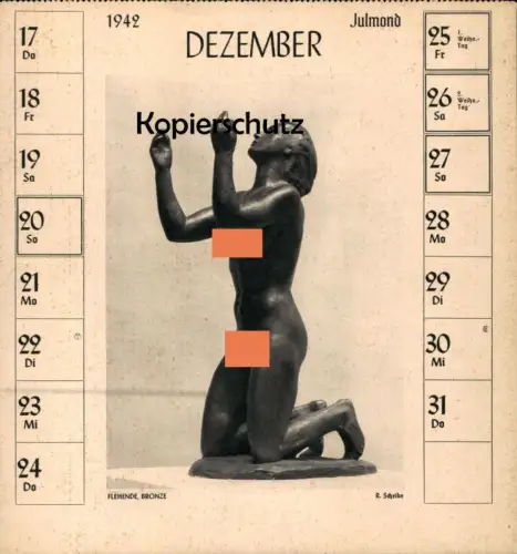 ALTE POSTKARTE RICHARD SCHEIBE FLEHENDE BRONZE FRAUENAKT 1942 DEUTSCHE PLASTIK Frau Brust Bildhauer sculpteur postcard