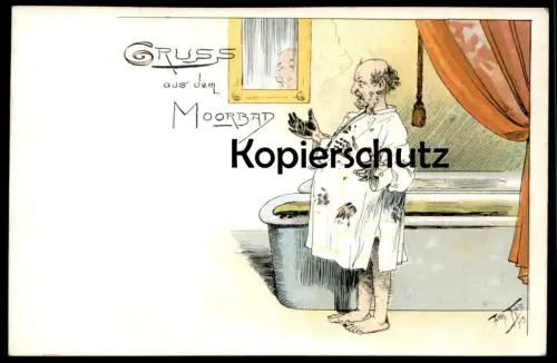 ALTE KÜNSTLER POSTKARTE ARTHUR THIELE GRUSS AUS DEM MOORBAD MANN old man OTTMAR ZIEHER 1926 Ansichtskarte postcard cpa