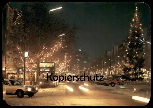 ÄLTERE POSTKARTE BERLIN KURFÜRSTENDAMM BEI NACHT SCHNEE Kudamm at night AK Ansichtskarte postcard cpa