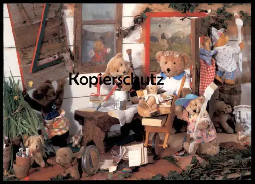 ÄLTERE POSTKARTE TEDDYBÄR ALS MALER Teddybären Teddy Bären Bär bear ours postcard AK